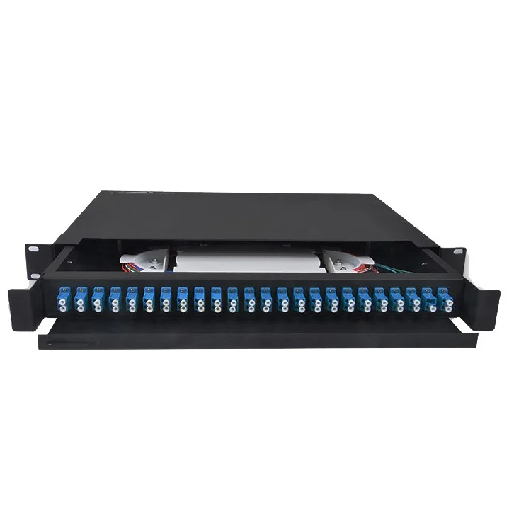 FTTH 19 inch Rack Mounted Rack Drawer 8 to 96 Port Distribution Box Fiber Optic Patch Panel
