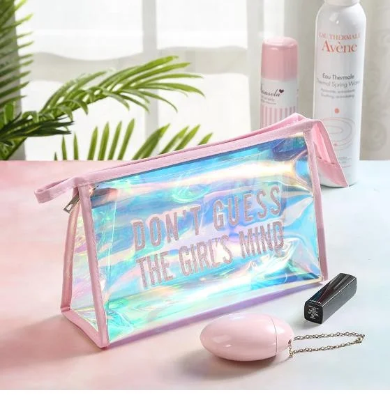 
Micani hot sale transparent PVC laser cosmetic bags clear bag for women travel waterproof storage holographic cosmetic bag 