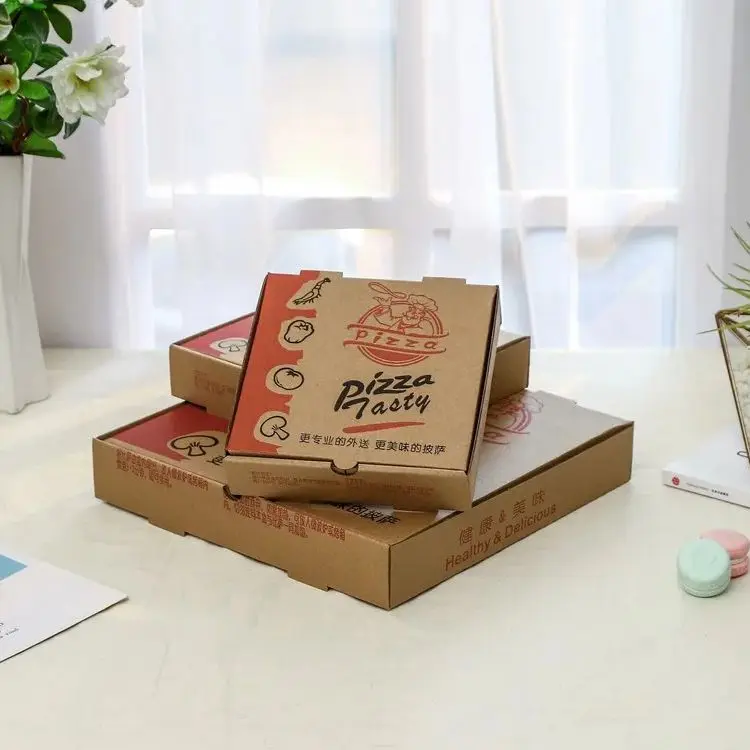 2024 Wholesale Custom Logo Printing Brown White Corrugated Pizza Packing Paper Carton Box