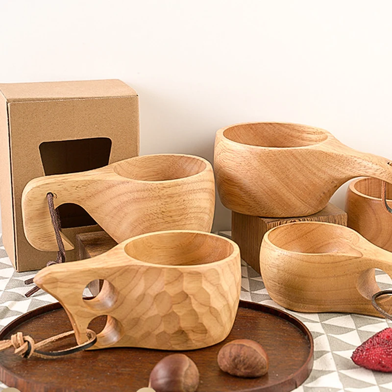 Лидер продаж Amazon, чашка Kuksa из натурального дерева в скандинавском стиле, деревянная чашка для кемпинга и пешего туризма