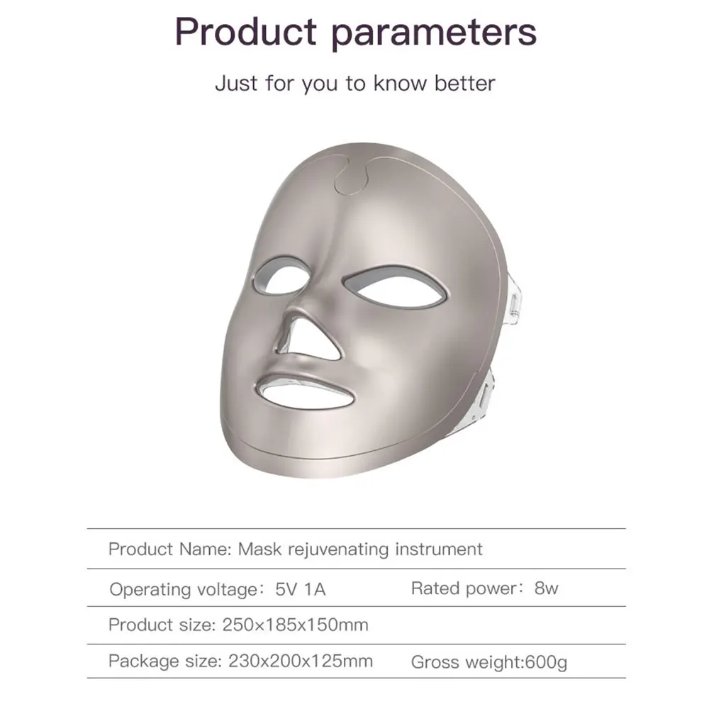 New Arrival PDT Therapy Photodynamic Facial Anti-Aging Skin Beauty Photon anti-wrinkle 7 Colors LED Light Face Mask