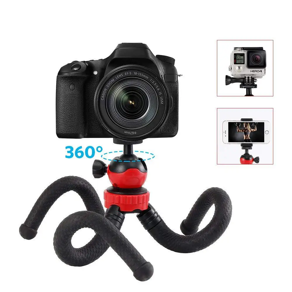 Octopus Mini Rubber Selfie Tripod with Mobile Phone Holder Wholesale price Flexible Portable Tripods for Smartphone Camera