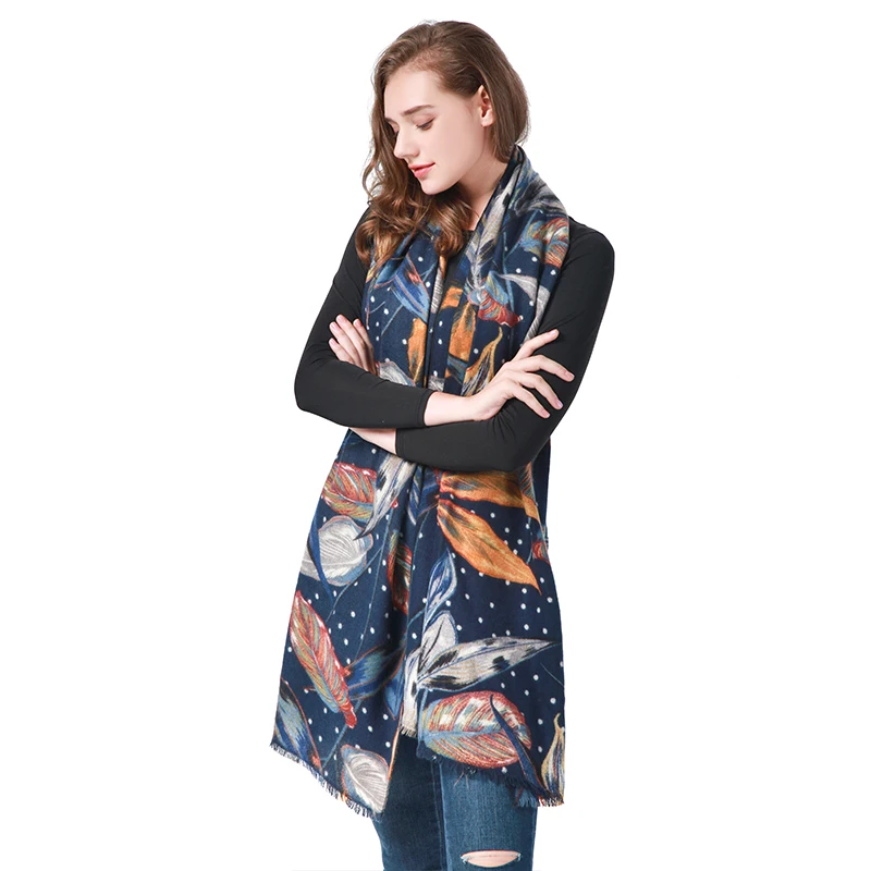 Тысячи стилей в магазине, плотный зимний шарф с принтом звездных листьев для женщин