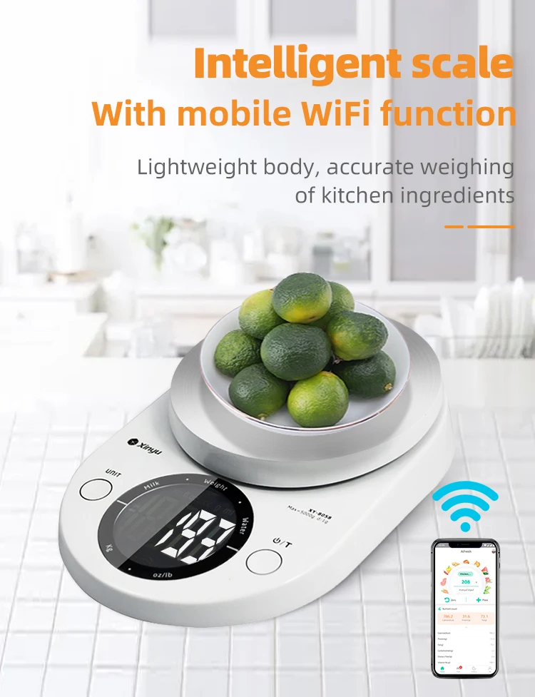 Round Shape LCD Digital Kitchen Scales 5 Kg 1 g Kitchen Food Weight Scale with Bowl
