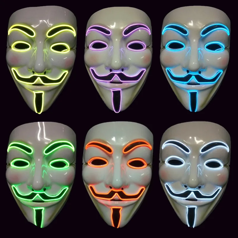 Halloween Cosplay Costume EL Wire Mask DJ Party LED Glowing Mask