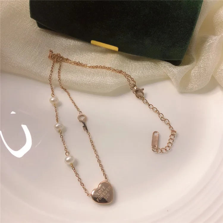 Wholesale Best Quality Lover GiftJewelry Heart Pendant Necklace Freshwater Pearl Necklace Love Forever