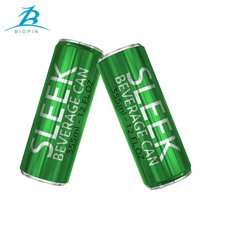 Empty printed 12oz metal aluminum can 355ml sleek cans with 202#SOT lid for soda energy drink beverage beer packaging