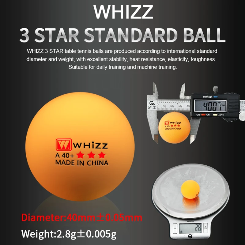WHIZZ pingpong balls Ready to ship fast dispatch  ABS  40mm seamless custom training table tennis ball