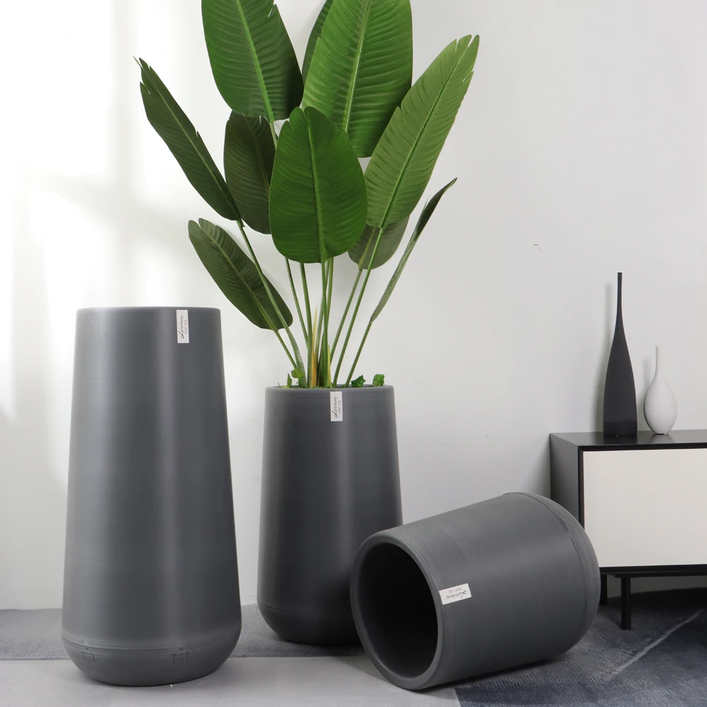 Factory Wholesale High Quality Nordic Plastic Flower Pot Decorative Tall Conical Round Planter for Floor Home Office Indoor