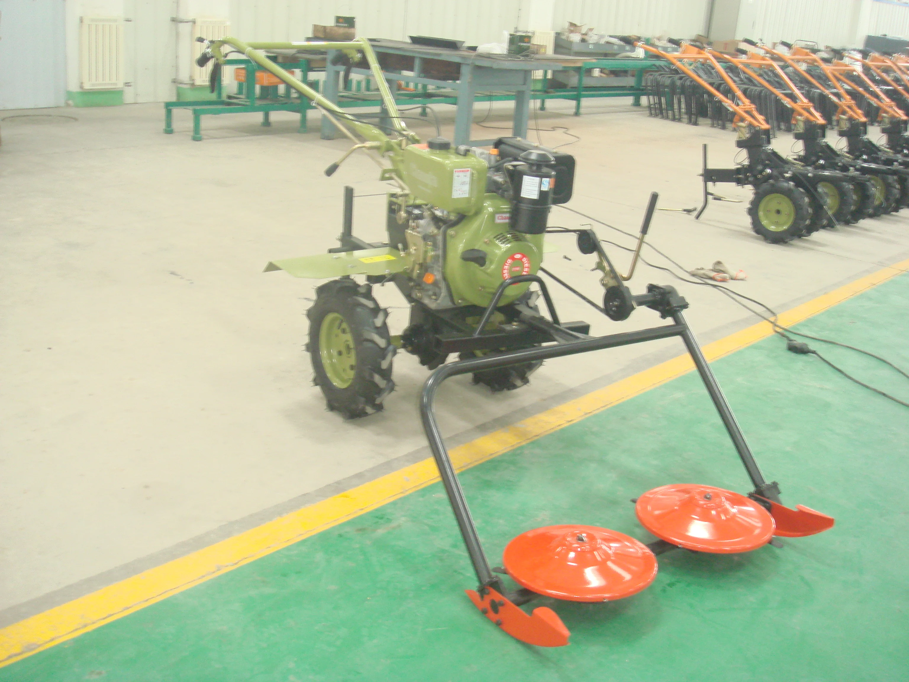 rotary mower with power tiller