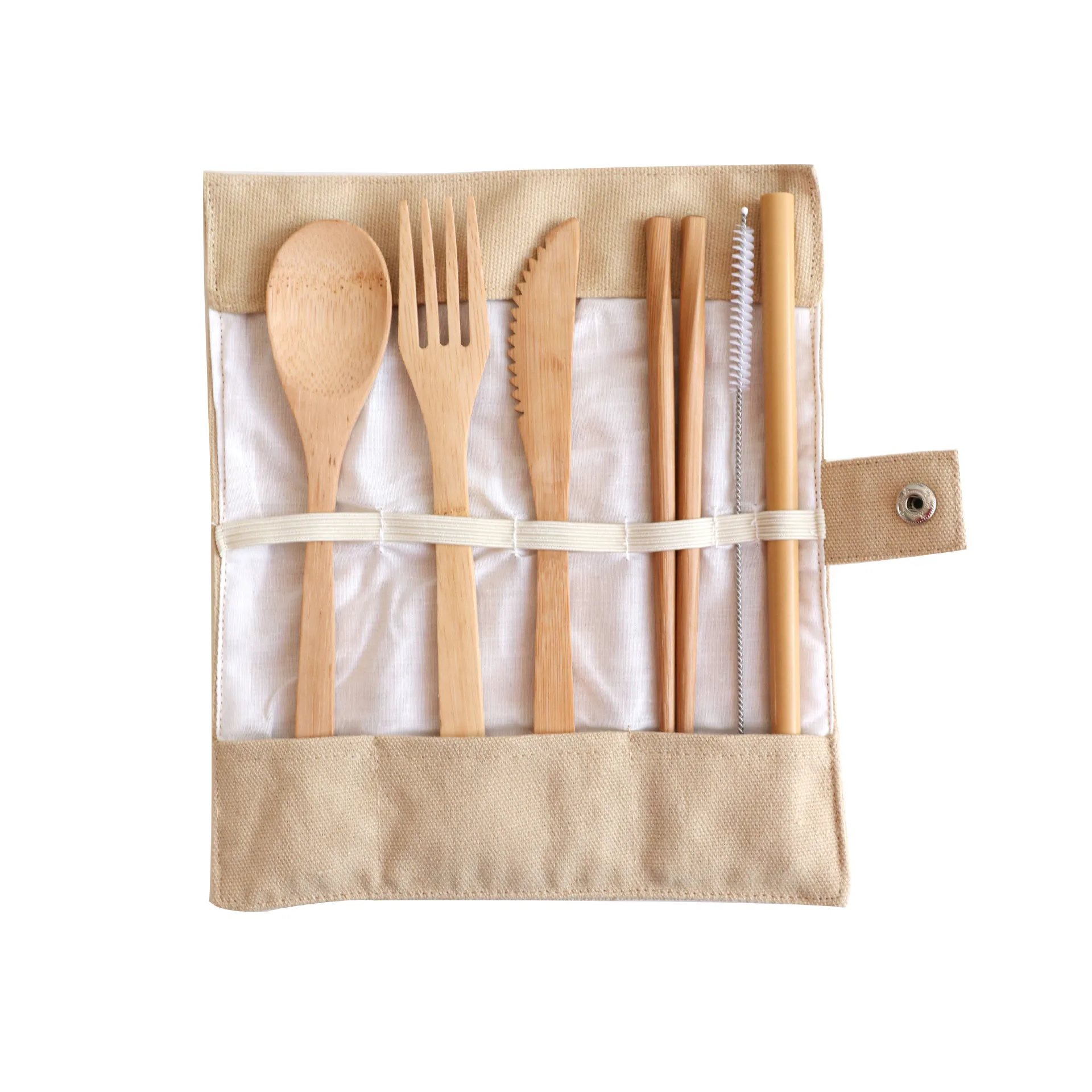 Wooden Travel Cutlery Dinnerware Utensils Set bamboo Reusable Flatware - Fork, Spoon, Chopsticks Portable Pouch