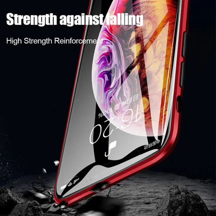 HD Clear tempered Glass Metal Frame Double Sided Protect Magnetic 360 Phone Cases Cover for iPhone 12 11 Pro max XS XR SE