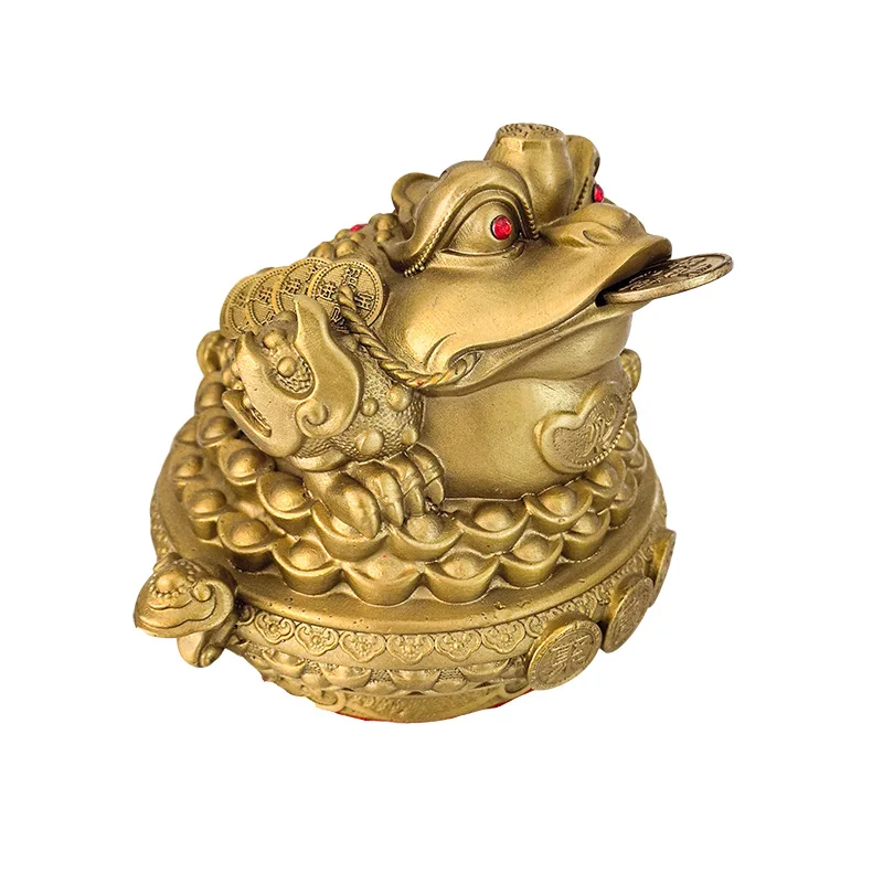 Factory Chinese traditional golden toad brass frog ornaments metal toad statue