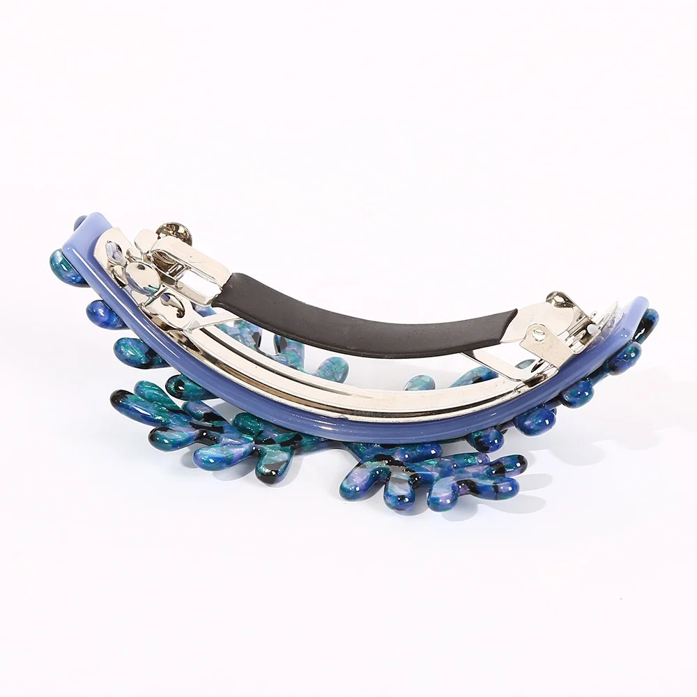 Luxurious Christmas snowflake hair clamp acetate diamond hair barrettes for thick hair