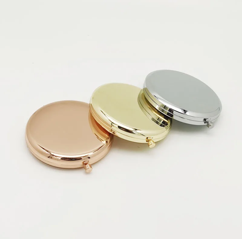 Portable Round Mini Pocket Mirror Rose Gold Silver Compact Mirror Rose Gold Sublimation Blank Compact Pocket Mirror