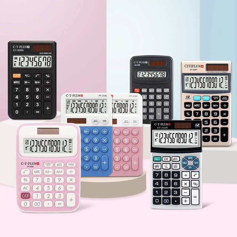 Mini Pink Calculators Machine 8 10 12 Digit Student  Solar Small Cute Pocket Mini Calculator For Office Stationary Accessories