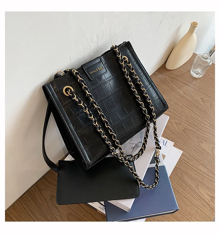 Женская сумка-мессенджер в Корейском стиле, модная вместительная сумочка-тоут на цепочке, комплект 2 в 1