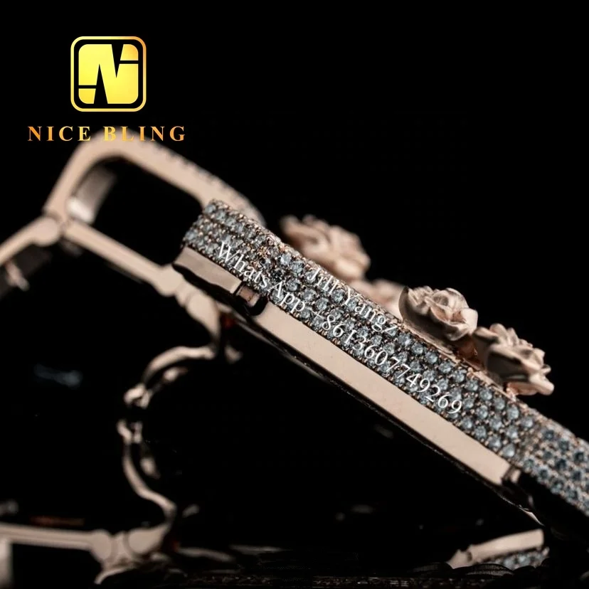 3d Design Rose Letter P Iced Out Custom Letter Pendant 925 Silver VVS Moissanite Diamond Number Name Initial Logo Pendant