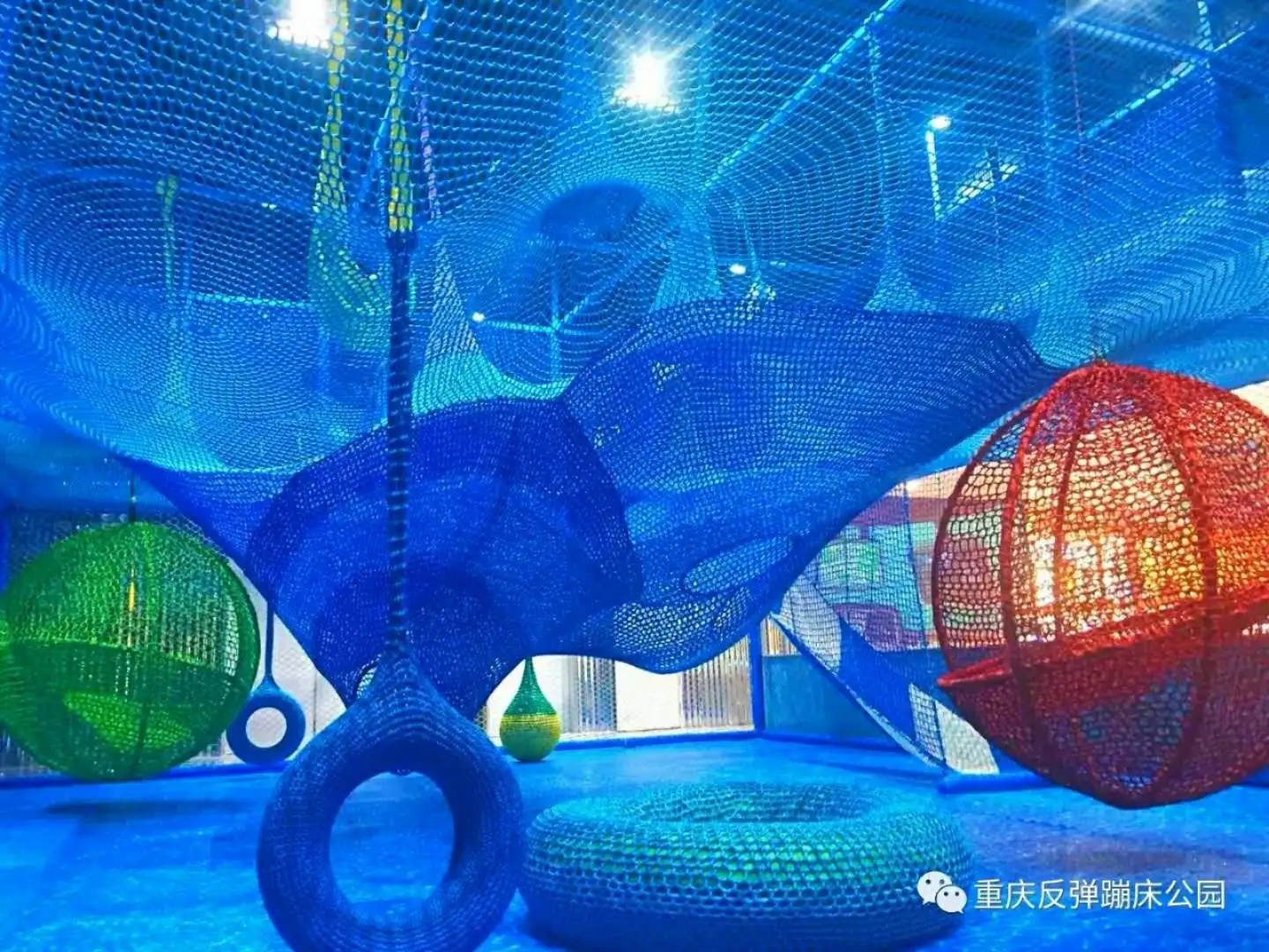 
hand knitted climbing island rope net of recreation equipment 