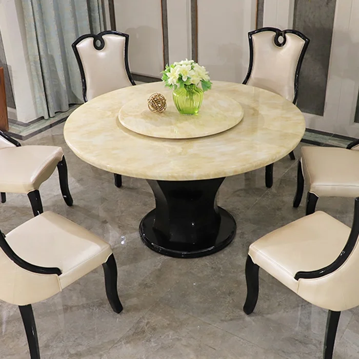 Comedor Luxury Dining Room Furniture Set Classic Round Marble Dinning Table For Restaurant Antique Dining Tables