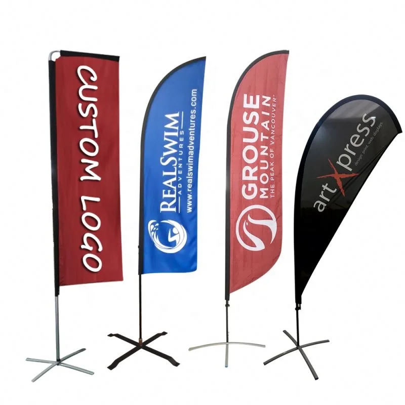 Promotion Custom Advertising Outdoor Beach Flags Tear Drop Beach Feather Flag Rectangle Beach Flags