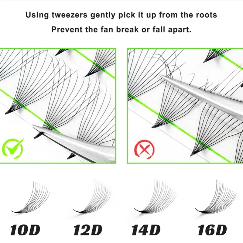 Grafting Fans Premade Eyelash Extension loose small tray 100% Korea 0.10mm 0.07mm promade volume fans loose
