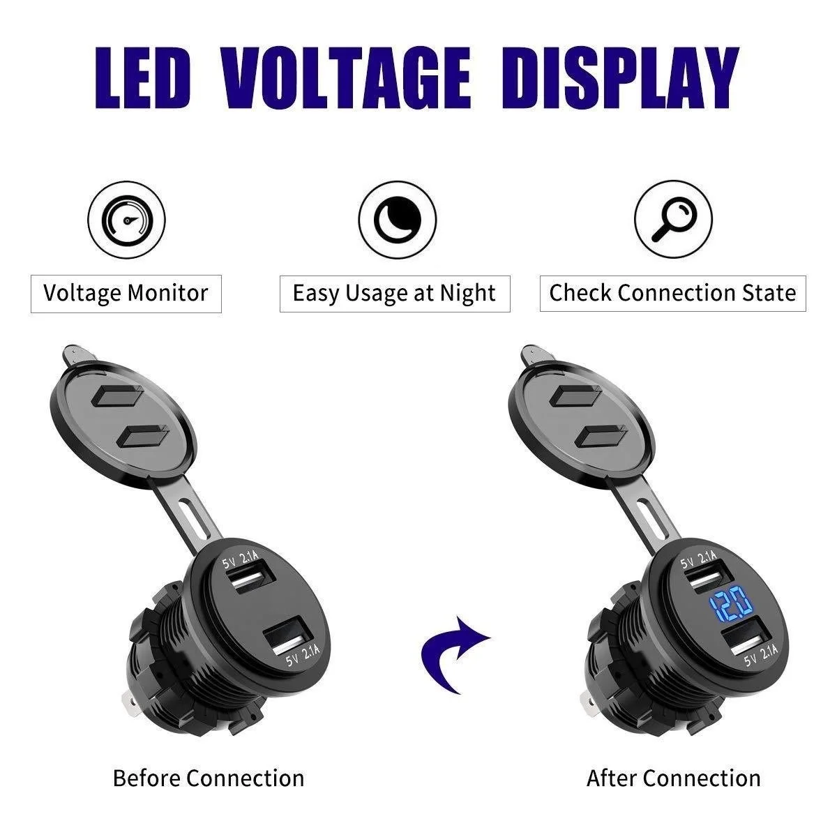 Highly Cost Effective 5V 2.1A Dual USB Charger Socket New Design Style Car 12V Charger Bus for Motorcycle & Boat Phone Charger
