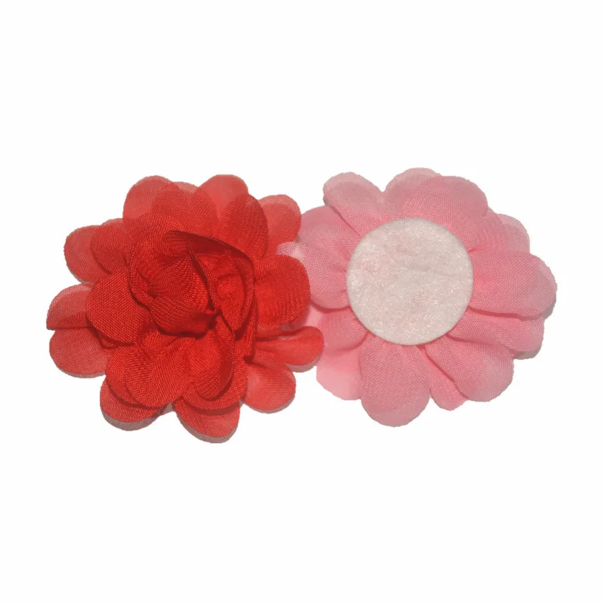 Цветок для волос для девочек, повязки на голову, 2 дюйма, тканевые шифоновые цветы без зажимов, аксессуары для волос для девочек, 30 цветов на выбор