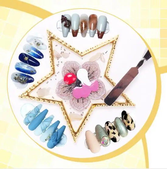 Lanbiao Mofonails Nail Color Round Shape Resin Colorful Nail Art Palette plastic 3d display soft boards