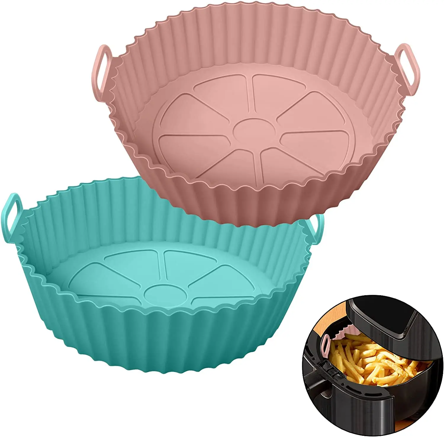 New round shape Food Safe Air Fryer Pot Basket reusable Baking accessories silicone air fryer liners of kitchen