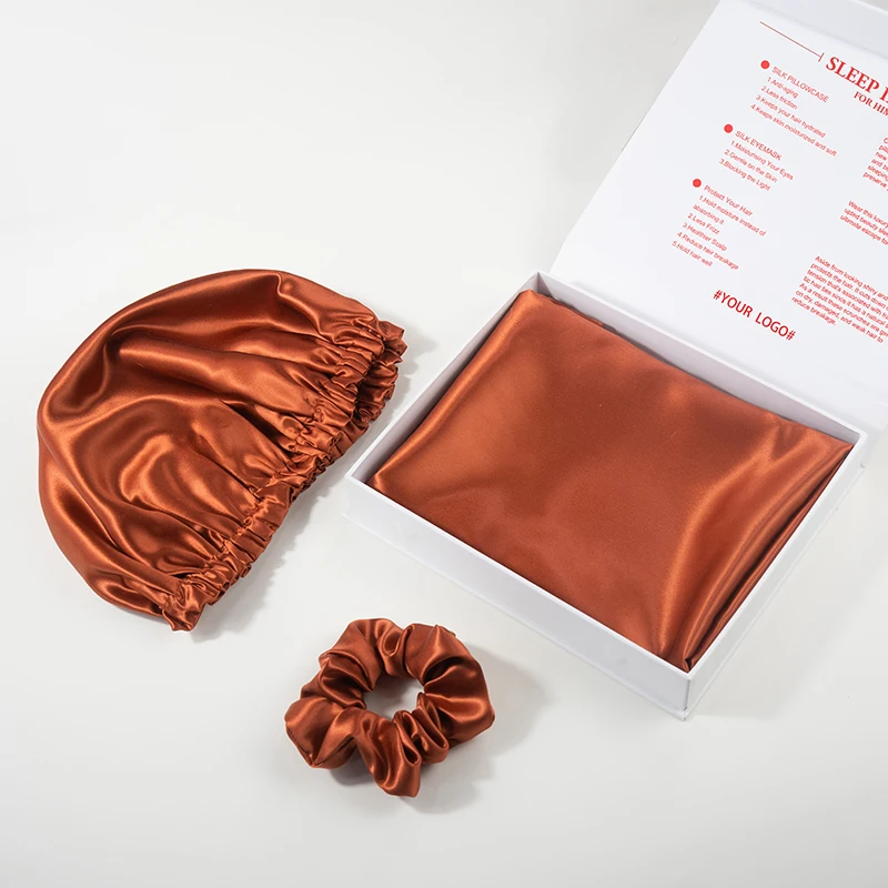 Women Best 100% Mulberry Silk Hair Care nightcap Sleeping Turban Silk Pillow case Pillowcase and Bonnet Sets