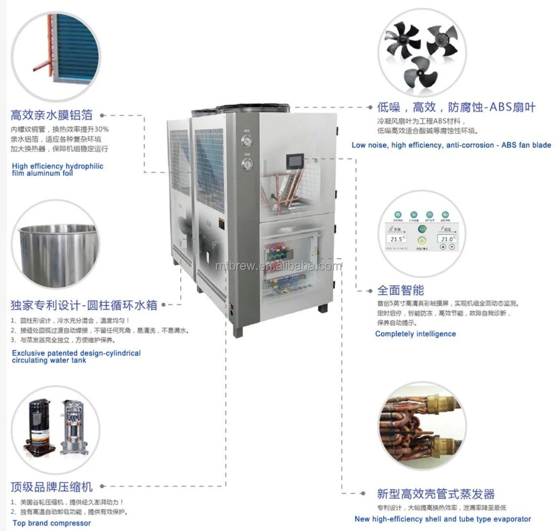 Air cooled system 12HP chiller fermentation industrial Refrigerator for craft beer cooling for beer brewing equipment