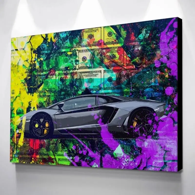 
Home Decor Canvas Posters Money Pictures Cool Sports Car Canvas Prints modern decoration abstract canvas art 
