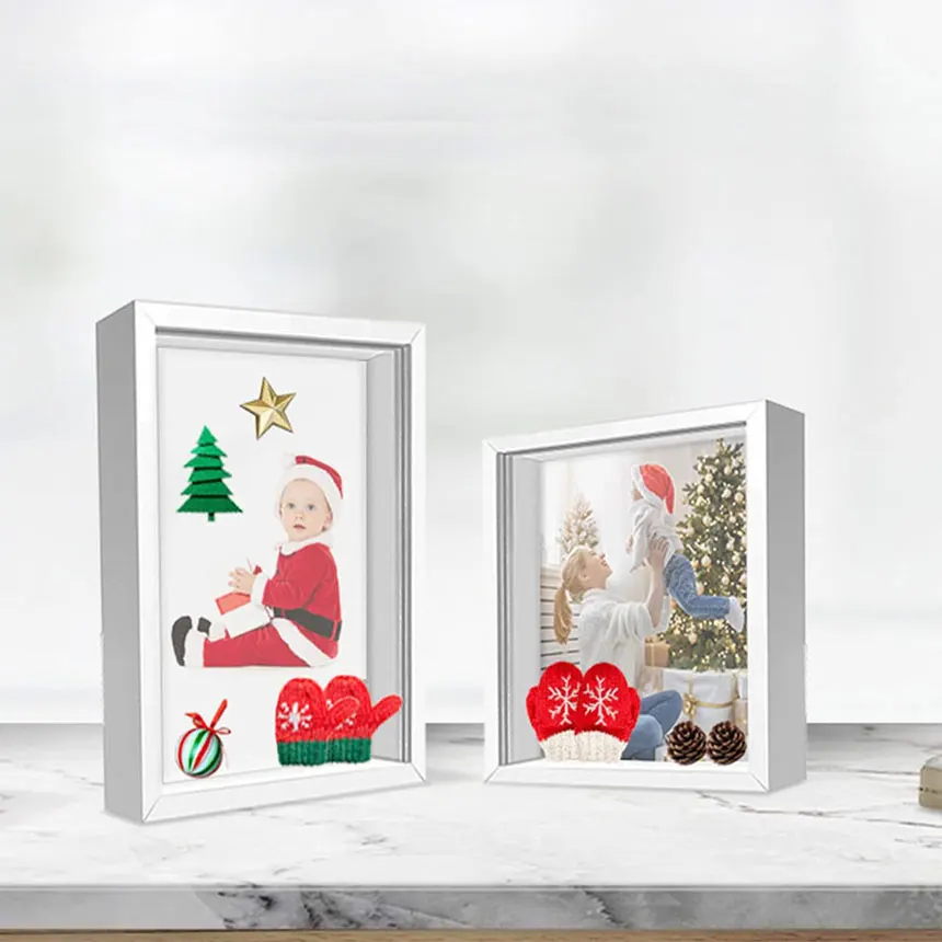 Wholesale Custom Wood White Shadow Box Picture Frame 8*8 3D Deep Shadow Box Frames with glass For Home Decor