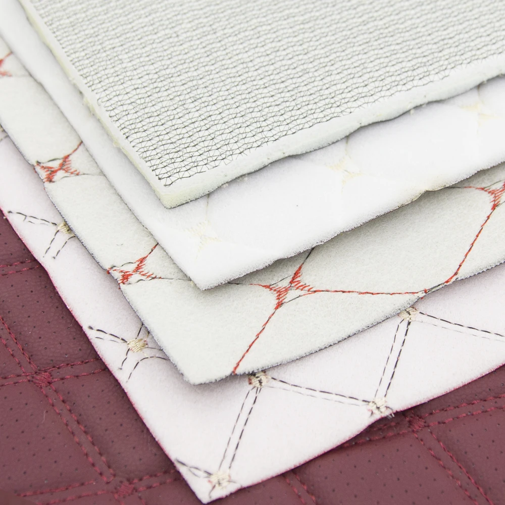 Free Sample Fashion Car Interior Embroidery Quilted Synthetic Leather With Foam for Sofa Car Seat Covering