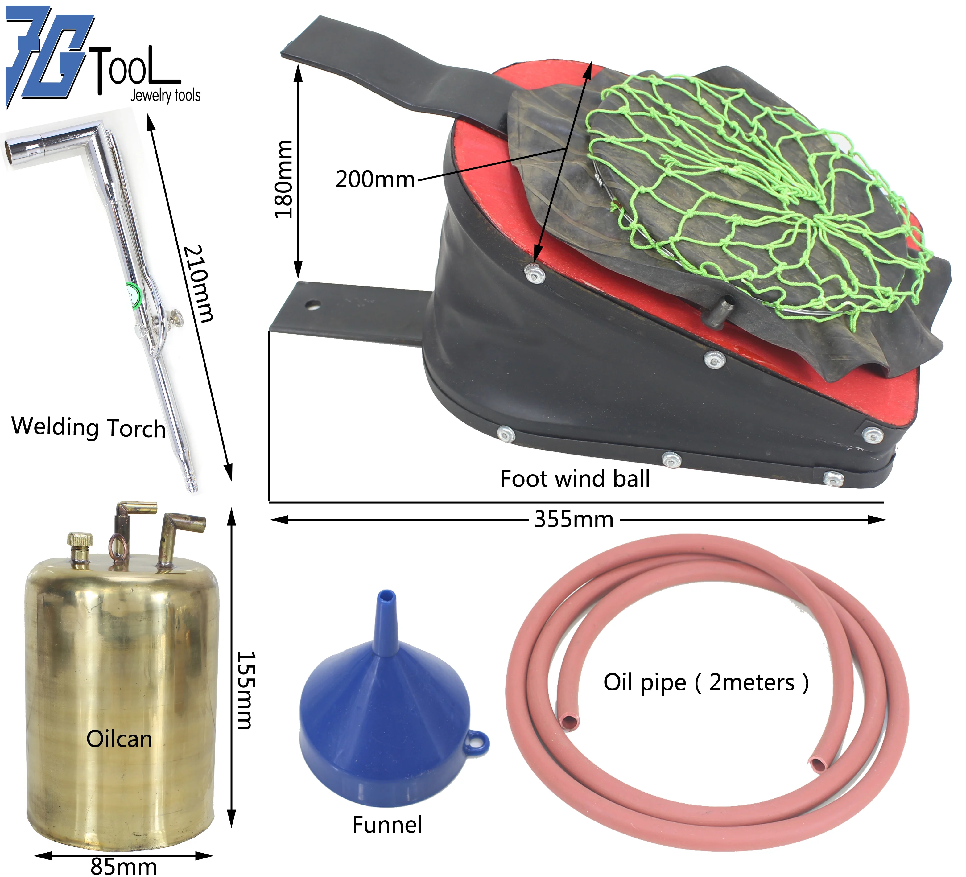 Leather Air Bellow Sets with One Brass Kettle One Torch One Brass Kettle Hull Duct One Plastic Funnel jewelry tool