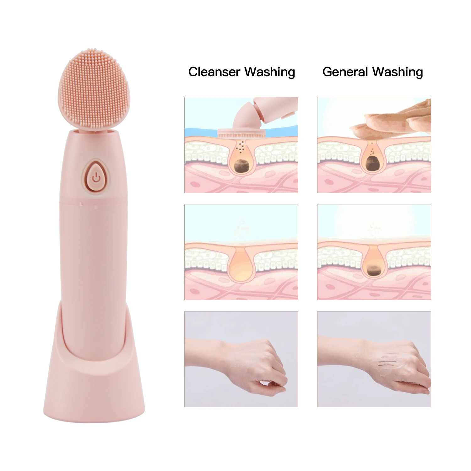 Global Custom Deep Pore Cleansing Face Cleansing Brush Silicone Exfoliation Ultrasonic Silicone Facial Sonic Cleansing Brush