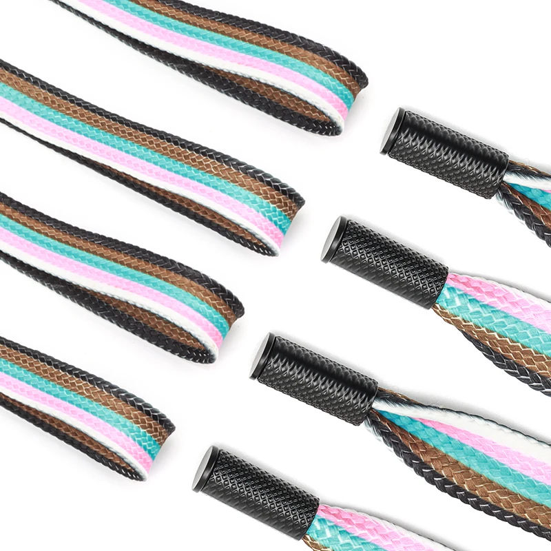 Popular Custom 20mm  Thermal Transfer Rainbow Hoodie String  Flat Hoodie String Cord with Black Metal Aglet