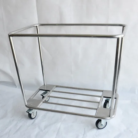 Movable Sack Truck Household Serving Trolley  Large Laundry Basket with Stainless Steel Frame