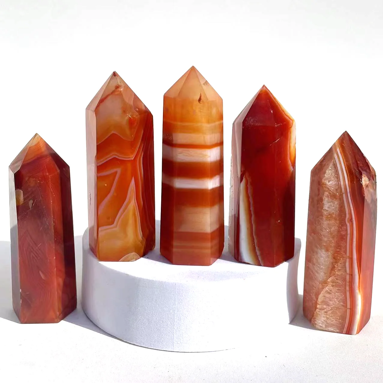 Factory Price 6-9cm Healing Crystals And Stones Gemstone Red Agate Quartz Carnelian Point Tower