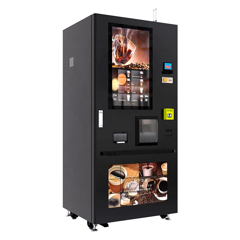 LE-VENDING Европейским сертификатом соответствия от сертификационной организации LE308G монета банковской карты IC наличные управляется авто 32-дюймового ЖК-торговый автомат для кофе с чашкой и дозатор сахара