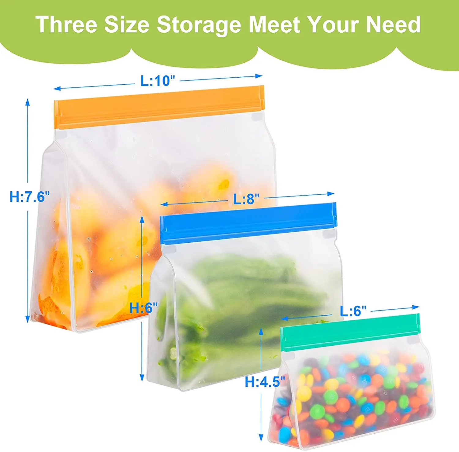 Reusable Food Storage Bags Silicone Pouch Food Storage Bag Food Bags Zip