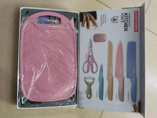 Non-Stick Camping Knives Scissors Peeler Cutting Board Kitchen  Stainless Steel Knife Set For Kitchen