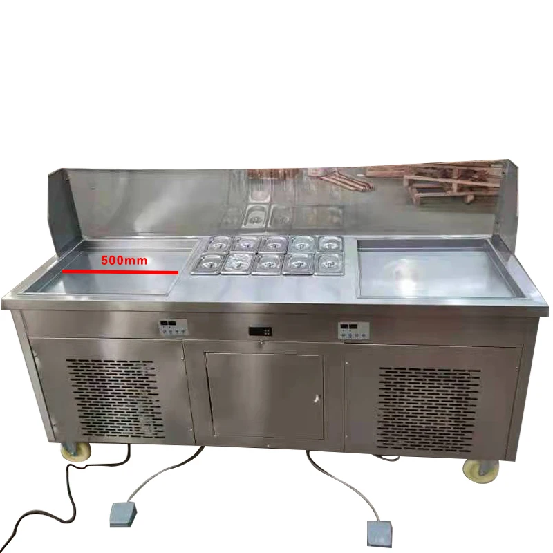 Good Quality Double Square Flat Pan Fried Ice Cream Roll Machine Frozen Yogurt Machine