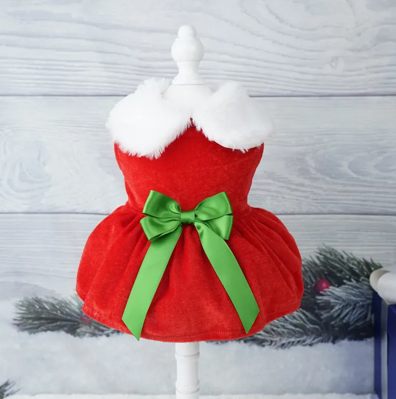 Hight Quality Christmas Dog Princess Dress Autumn And Winter Puppy Dog Christmas Clothes For Small Dogs