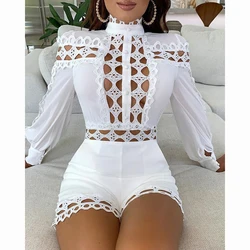 2021 Skinny Hollow Long Sleeve Jumpsuit Lace Tunic Long Sleeve Jumpsuit