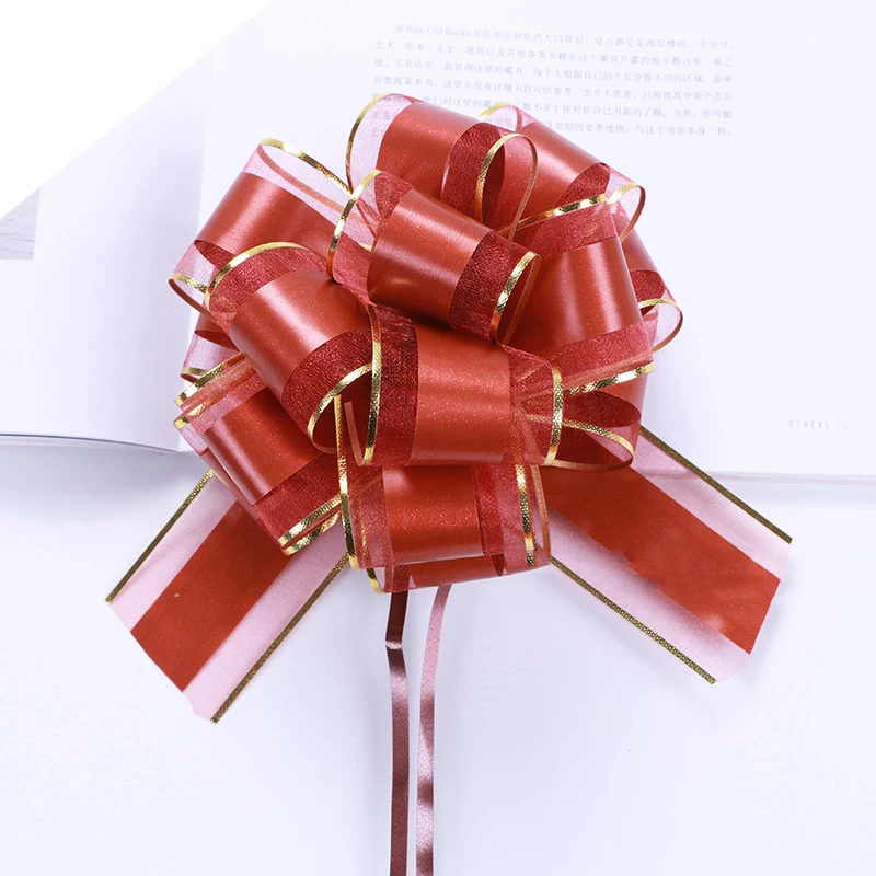 Gold-rimmed Ink Balls Snow Gauze Painted Flower Balls Wedding Car Wedding Room Decoration Celebratory Ball Pull Decoration bow