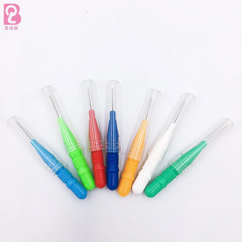 Beiqili 100 Pieces Interdental Brushes Dental Floss Toothpick Orthodontic Braces Brush Tooth Cleaning Tool Oral Care