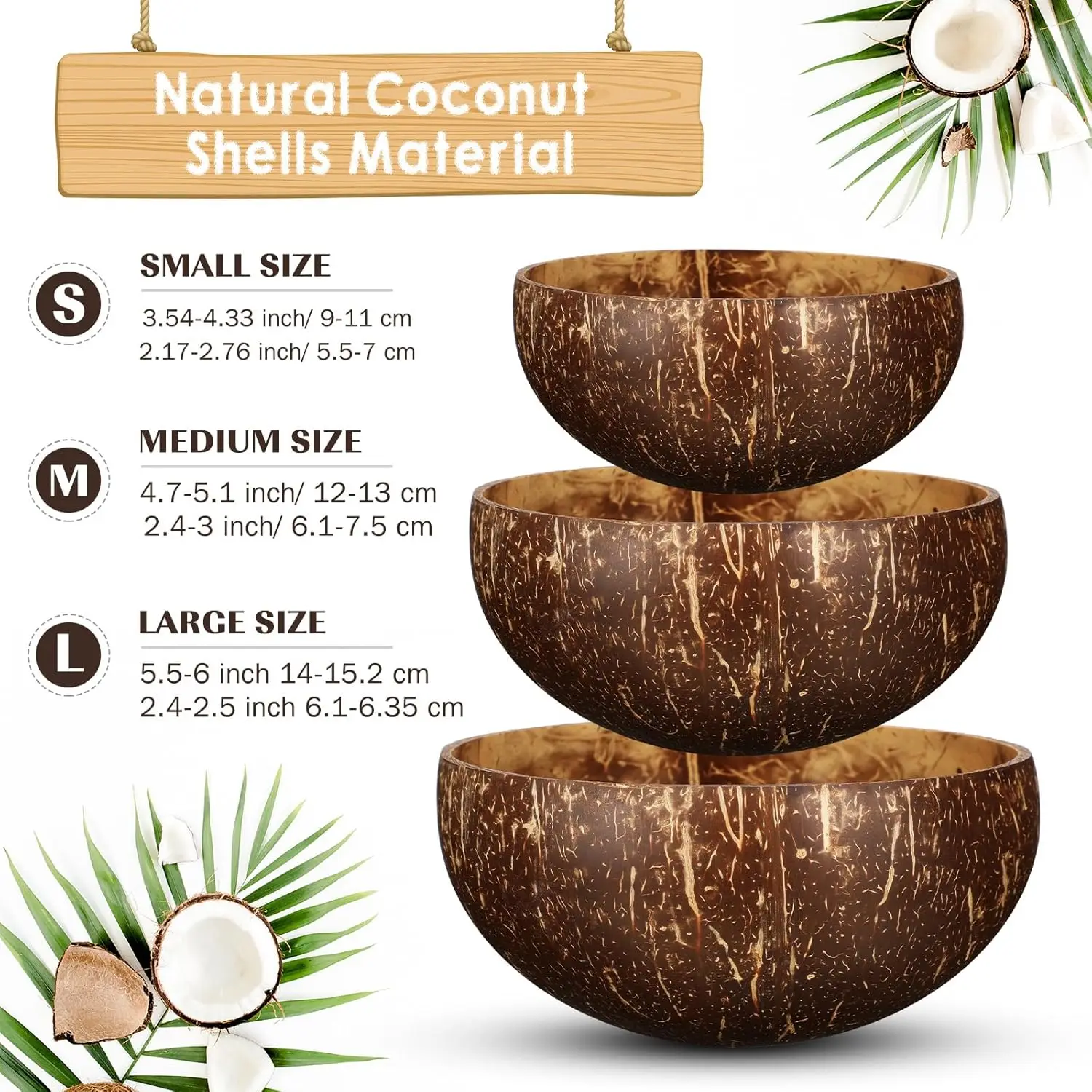 Wholesale Factory Price Eco Friendly Polished Natural Coconut Bowl and Wooden Spoons Set Coconut Shell Candles Bowls