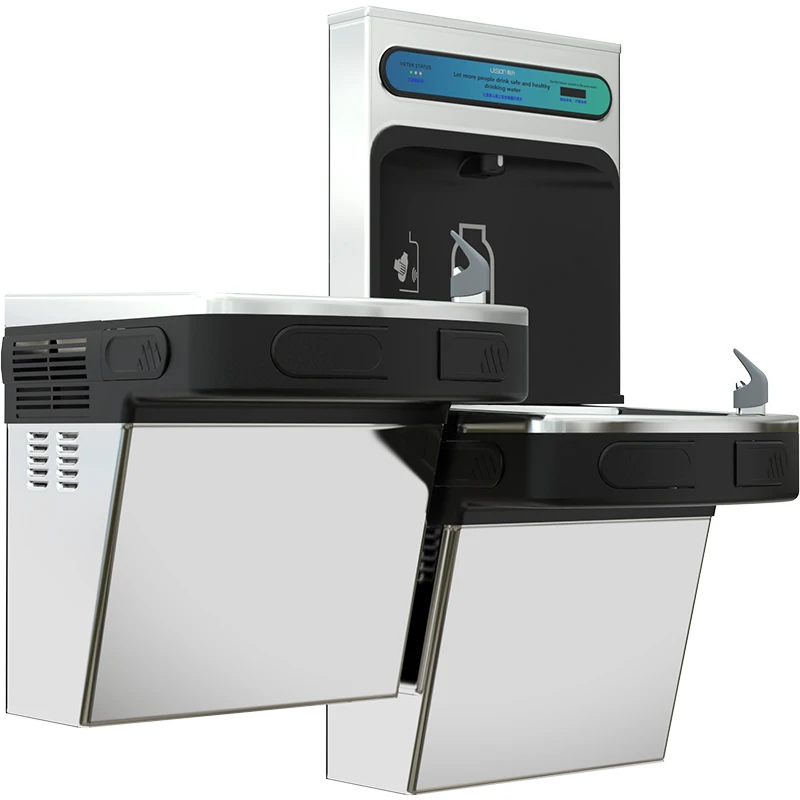 IUISON Black Suits Wall Mounted Stainless Steel Sensor Bottle Filling Station Water Cooler Drinking Fountain For Campus